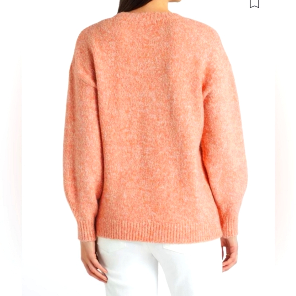 NWT PINK CLOVER Stitch Fix Etienne Long Sleeve Crew Neck Sweater Peach L - Picture 2 of 7